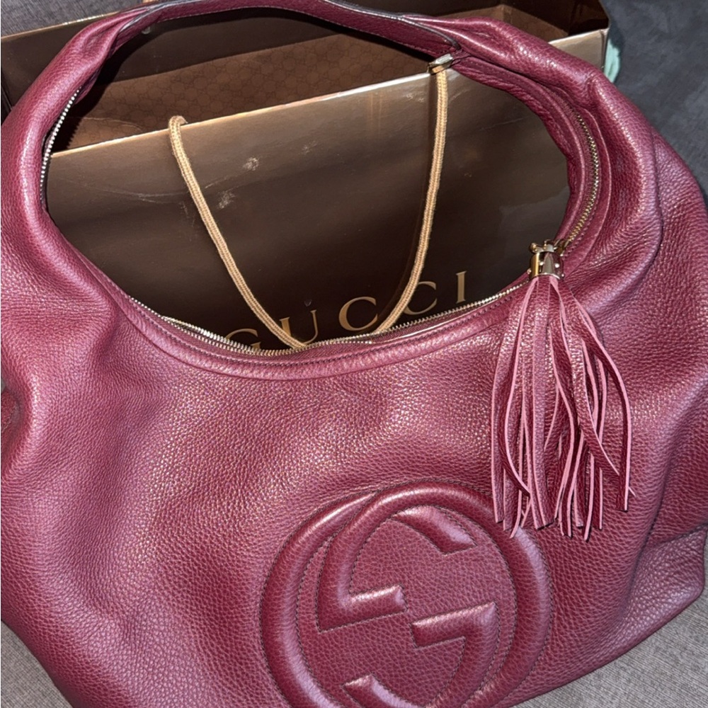 Gucci Burgundy Leather Hobo Bag